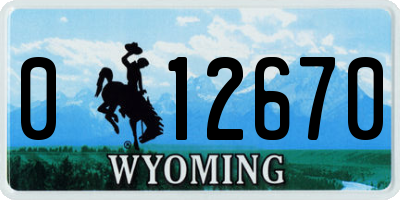 WY license plate 012670