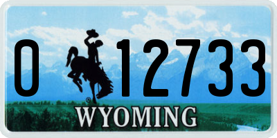 WY license plate 012733