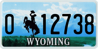 WY license plate 012738