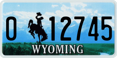 WY license plate 012745