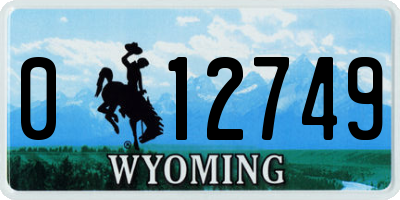 WY license plate 012749