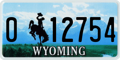 WY license plate 012754