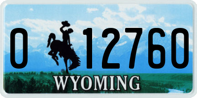 WY license plate 012760