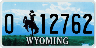 WY license plate 012762