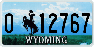 WY license plate 012767