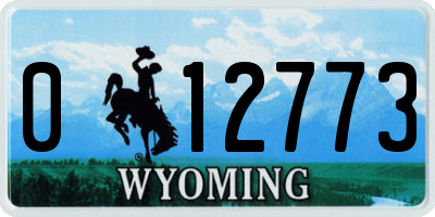 WY license plate 012773