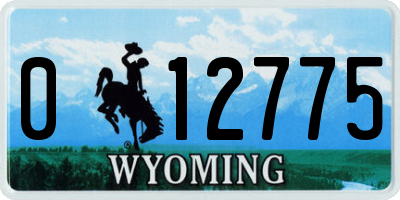 WY license plate 012775