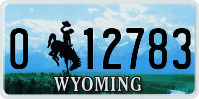 WY license plate 012783