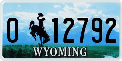 WY license plate 012792