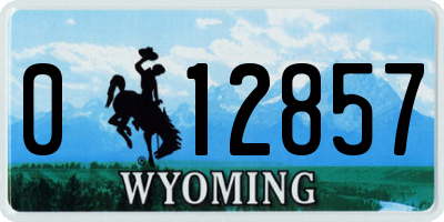 WY license plate 012857