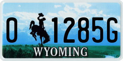 WY license plate 01285G