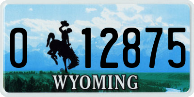 WY license plate 012875