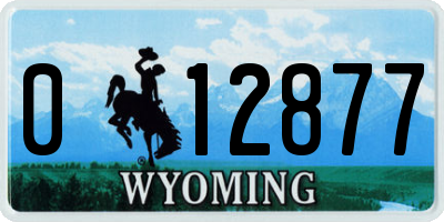 WY license plate 012877