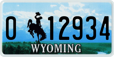 WY license plate 012934