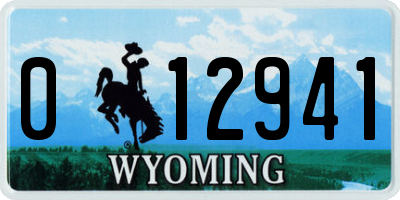 WY license plate 012941