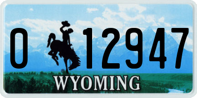 WY license plate 012947