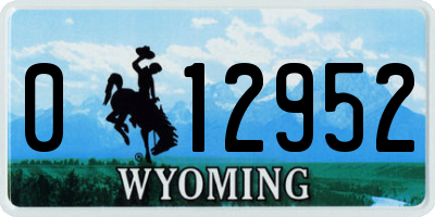 WY license plate 012952