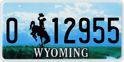 WY license plate 012955