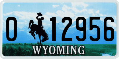 WY license plate 012956