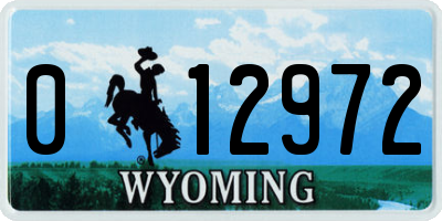 WY license plate 012972