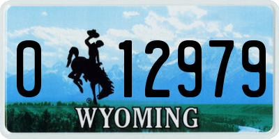 WY license plate 012979