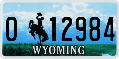 WY license plate 012984