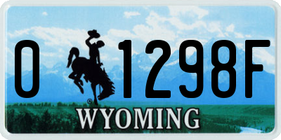 WY license plate 01298F