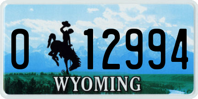 WY license plate 012994