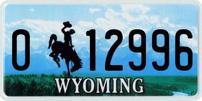 WY license plate 012996