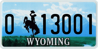 WY license plate 013001