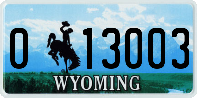 WY license plate 013003