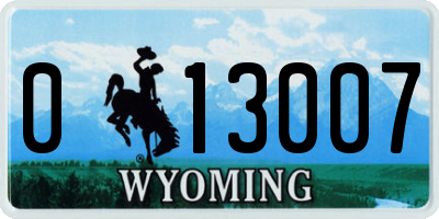 WY license plate 013007