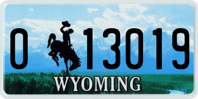 WY license plate 013019