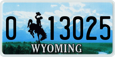 WY license plate 013025