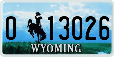 WY license plate 013026