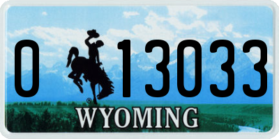 WY license plate 013033