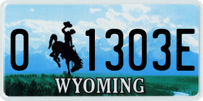 WY license plate 01303E