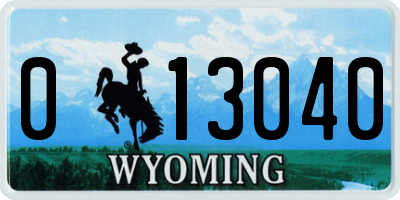 WY license plate 013040