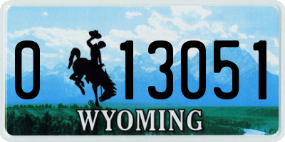 WY license plate 013051
