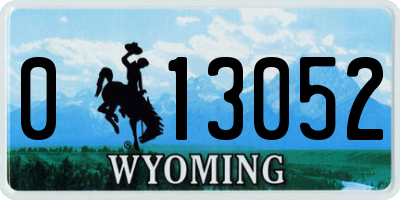 WY license plate 013052