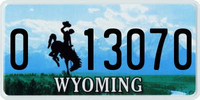 WY license plate 013070