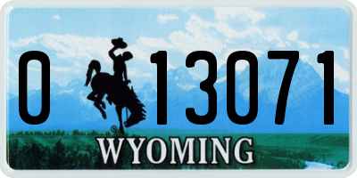 WY license plate 013071