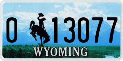 WY license plate 013077