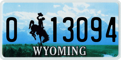 WY license plate 013094