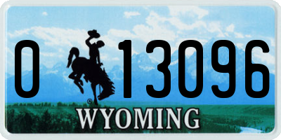 WY license plate 013096