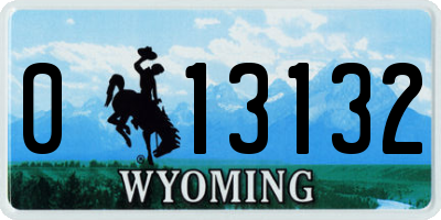 WY license plate 013132