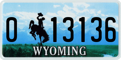 WY license plate 013136