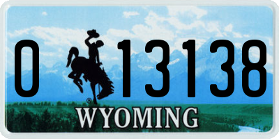 WY license plate 013138