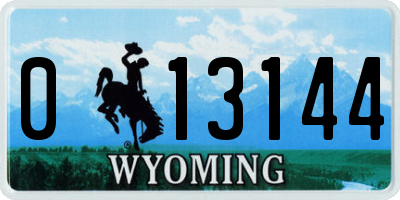 WY license plate 013144