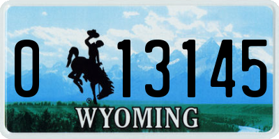 WY license plate 013145